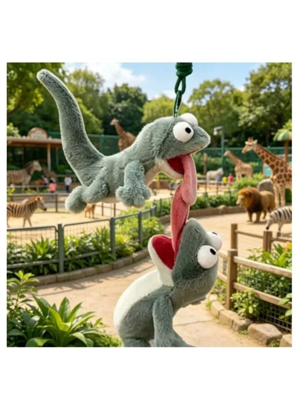 Magnetic Lizard Plush Keychain with Long Magnet Tongue, 7.87in, Funny Reptile